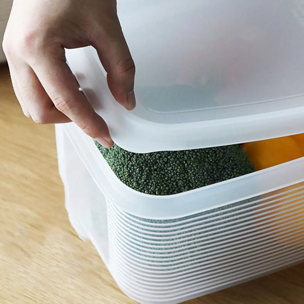 

Crisper Refrigerator Storage Box Kitchen Box Fruit and Vegetable Dry Grain Rice Sealed Box (Small Size 5.2)