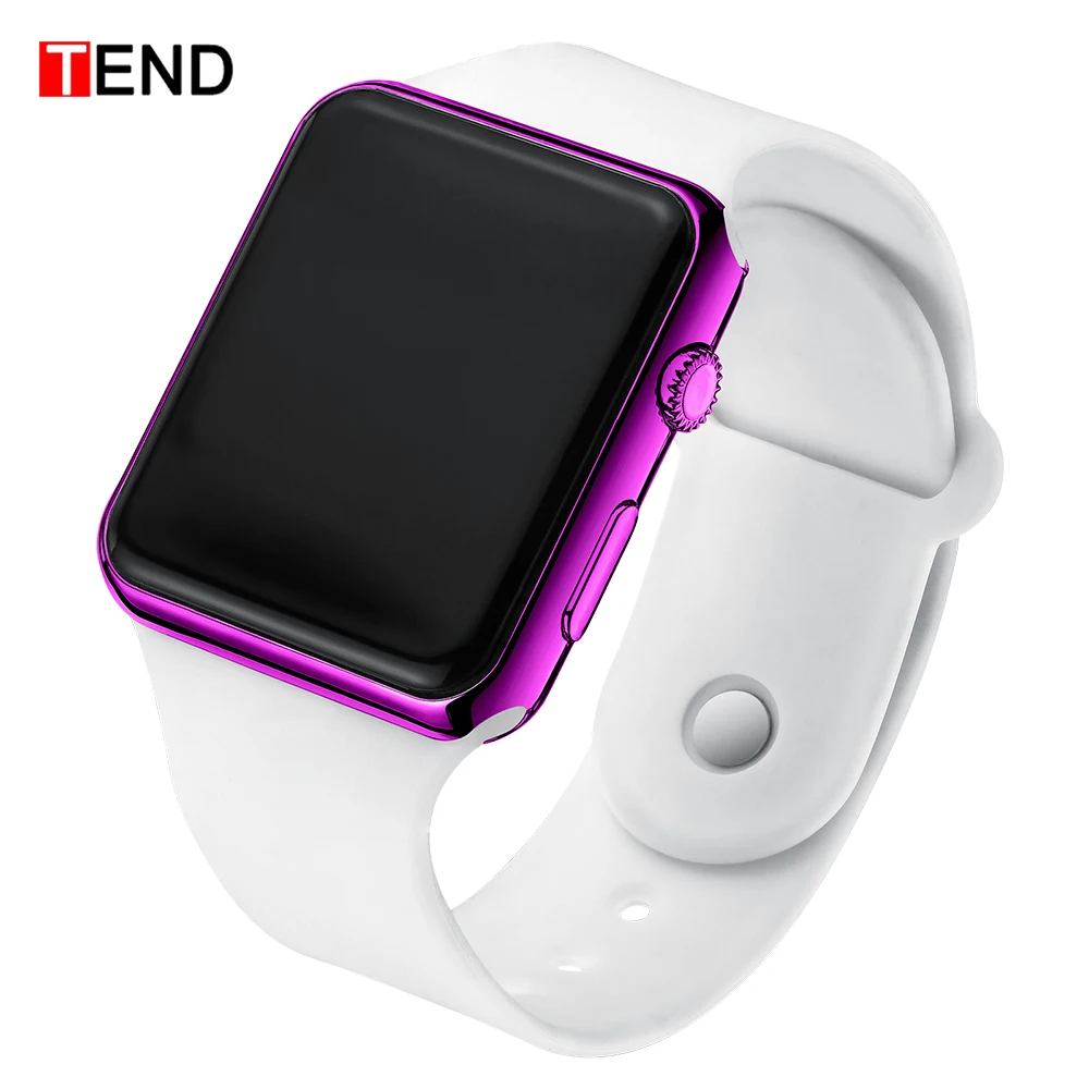 White Purple Fashion Men Watch Women Casual Sports Bracelet Watches White LED Electronic Digital Candy Color Silicone Wrist Watch Children - Цвет: White Purple