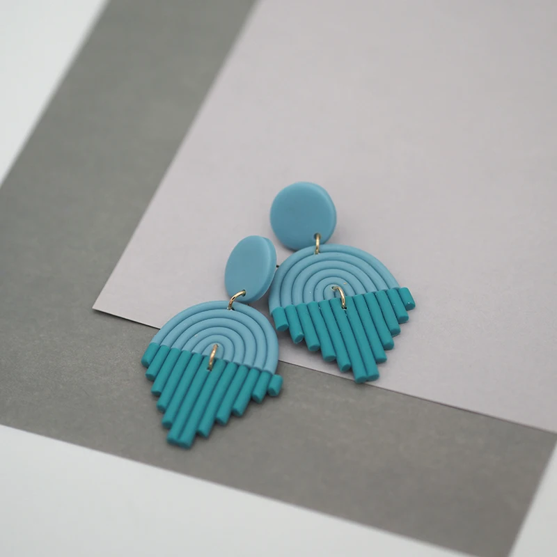 

Trendy Fashion Handmade Polymer Clay Earrings Double Color Sets Collection Drop Dangle Pendant Statement Earrings Studs