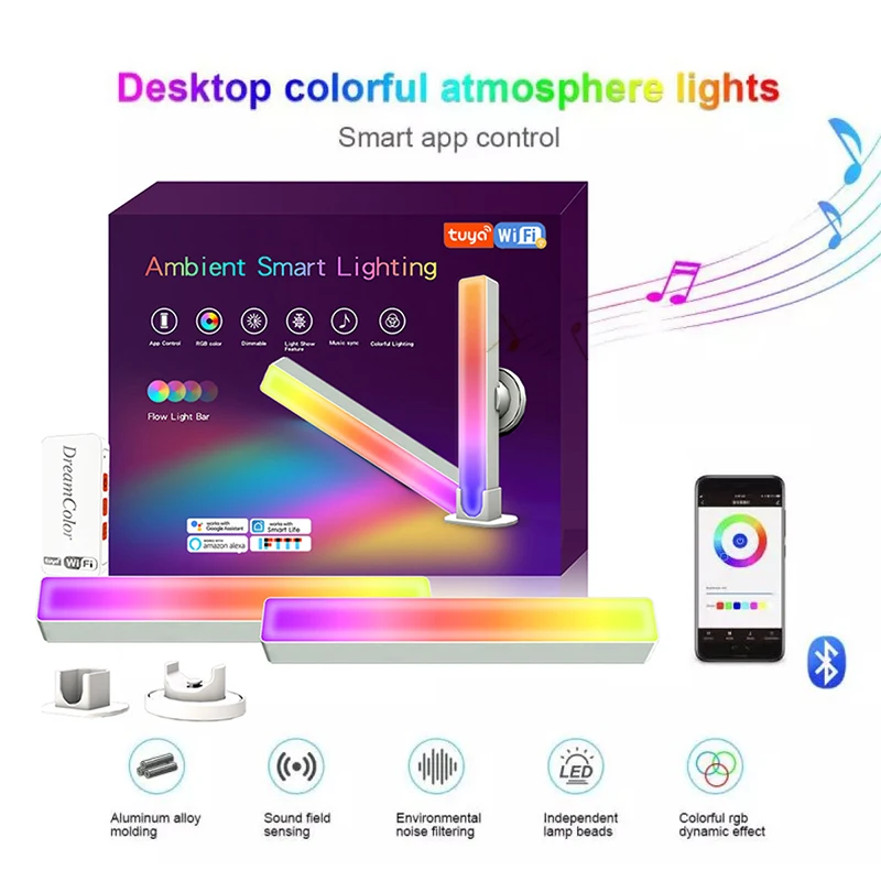 

Светодиодная ленсветильник RGB с музыкальным управлением, подсветка в виде ритма, ночник для бара, атмосферная лампа для автомобиля, украшен...