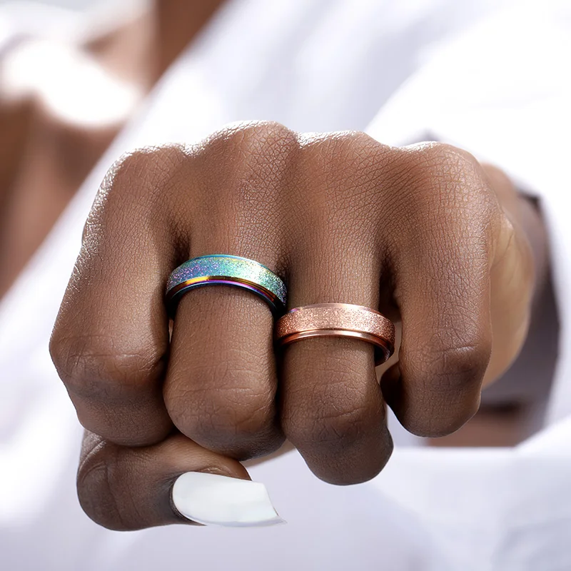 Spinner Кольца для мужчин и женщин из нержавеющей стали кольцо Классические