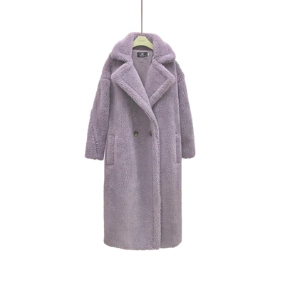 8 цветов, S-XL, шерстяное Женское пальто, осень и зима, модное, одноцветное, тонкое, элегантное, утолщенное, длинное, шерсть, пальто(Q326 - Цвет: Фиолетовый