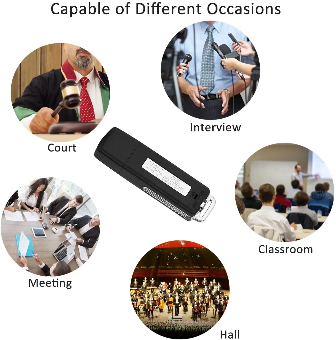 

8GB Digital Voice Recorder USB For Playback Audio Recorder Mini Dictaphone for Lectures Meetings Interviews