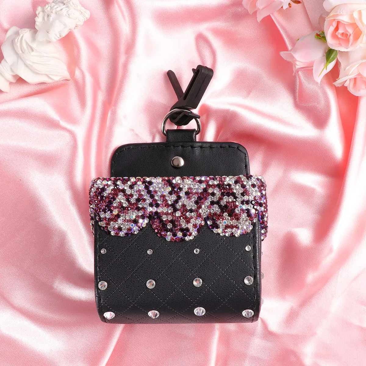 Unniversal автомобильный ящик для хранения сидений кожа Стразы Декор сумка кулон