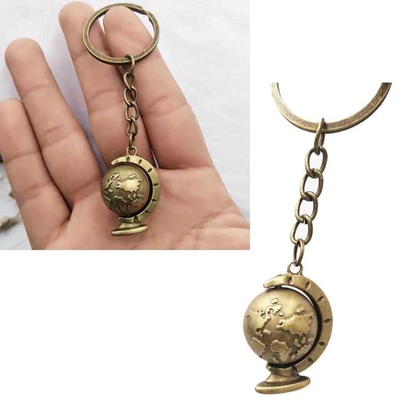 Вращающийся художественный брелок в стиле ретро с глобусом и картой мира мужской