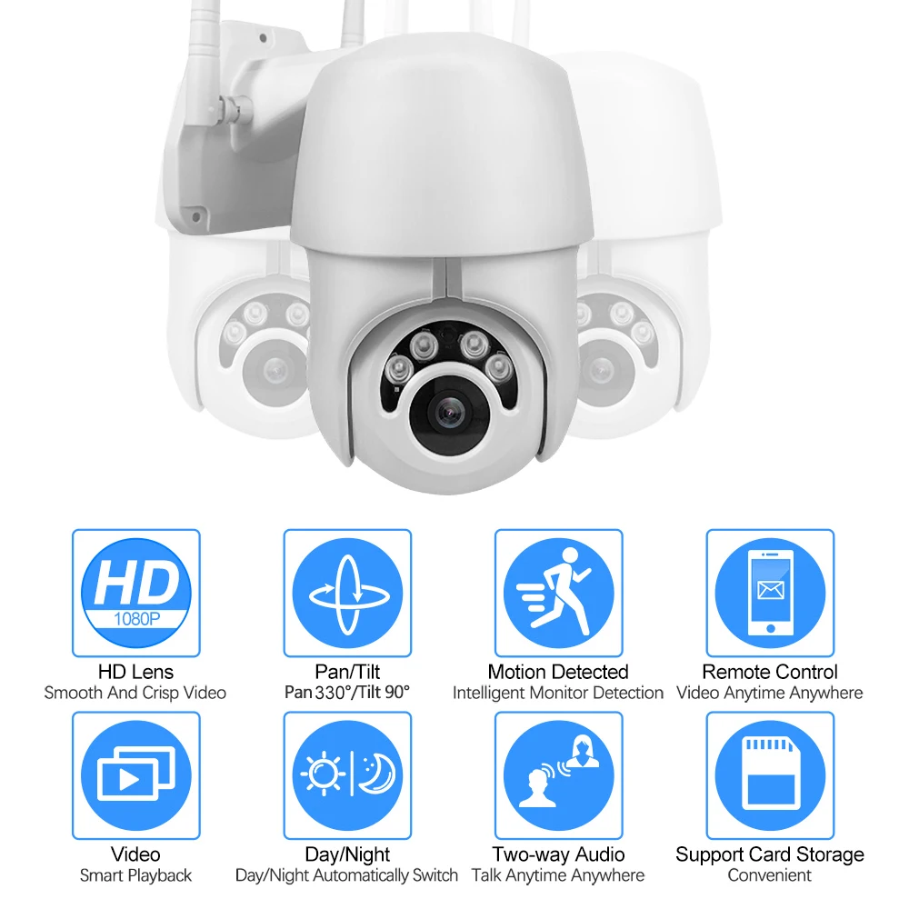 Камера видеонаблюдения kebidumei H.265X купольная PTZ камера 1080p Wi Fi 2 МП|Камеры