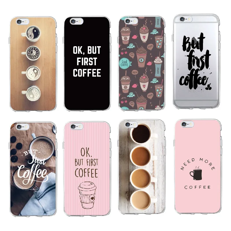 Прозрачный мягкий чехол для iPhone 11 Pro 5 5S SE 6 6S 7 7Plus 8 8Plus X XS Max Ok But First Coffee