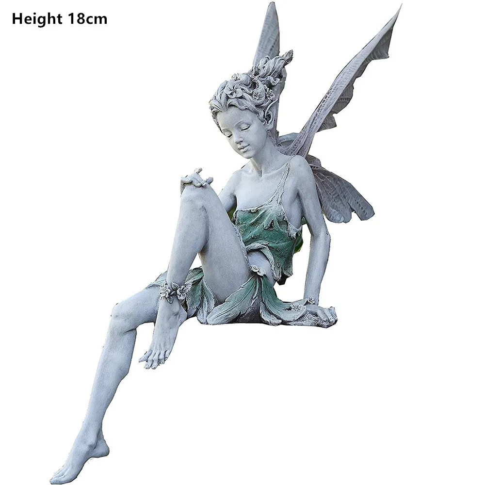 

Tudor And Turek Sitting Fairy Statue Garden Ornament Resin Craft Landscaping Yard Decoration Home Garden Decoration Outdoor