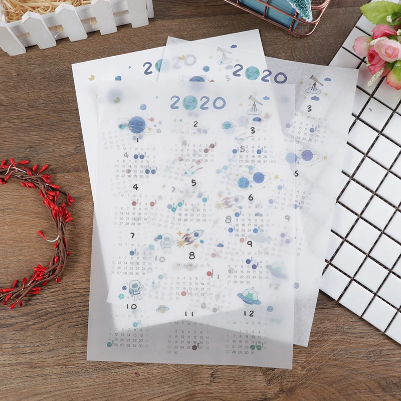 3 шт. календарь 2020 Yeaely наклейка бумага серная кислота бумажный Набор для офиса