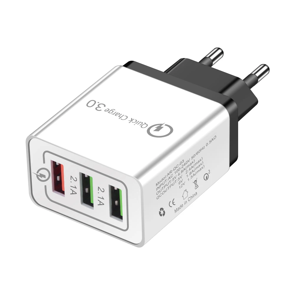 3 порта Быстрая зарядка 3,0 USB зарядное устройство Быстрая зарядка настенное зарядное устройство адаптер ЕС США мобильный телефон для iphone ipad мини samsung Xiaomi