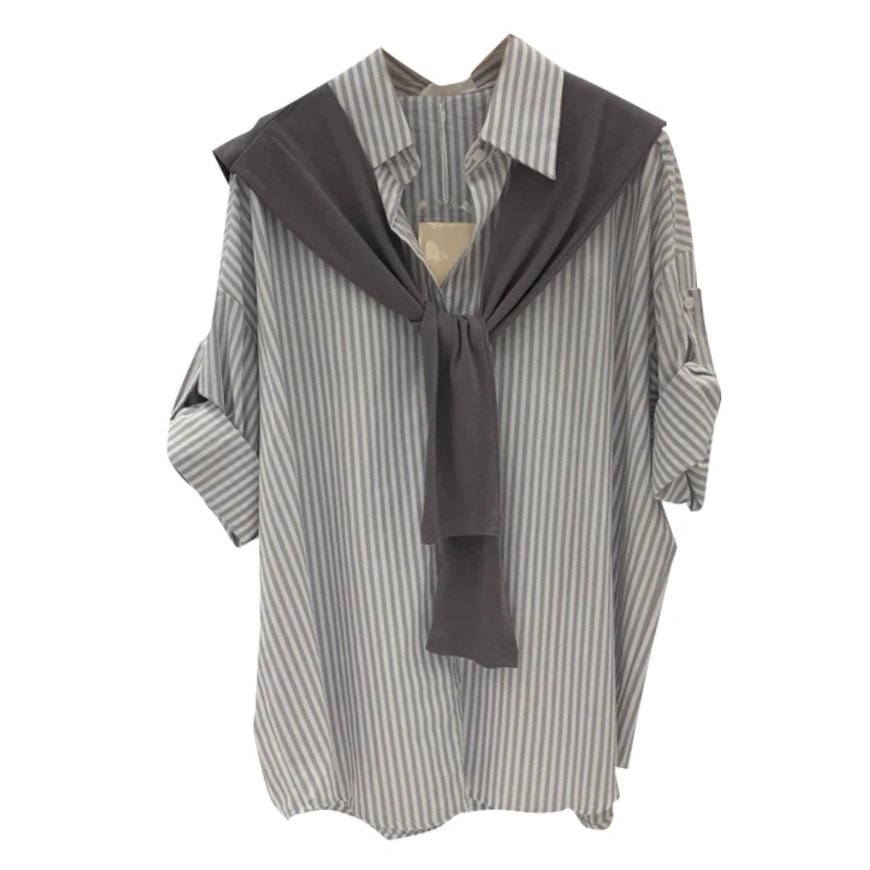 

Shirt for Girls Outdoor All-Matching Loose Slimming 2021 Dongdaemun Spring/Summer Thin New Korean Striped Shirt Autumn