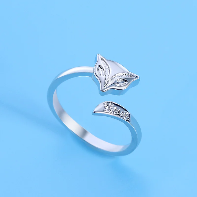 

Trendy Adjustable Animal Fox Rings for Women Fashion Lovely Fox With Long Tail Charm Knuckle Finger Opening Ring Jewelry