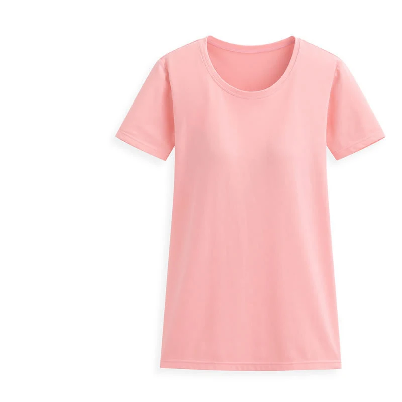 

Women's Summer Pajama Casual One-piece Chest Padded Solid Nightwear O Neck Sleep Tops Yoga Short Sleeve Sleepwear Homewear