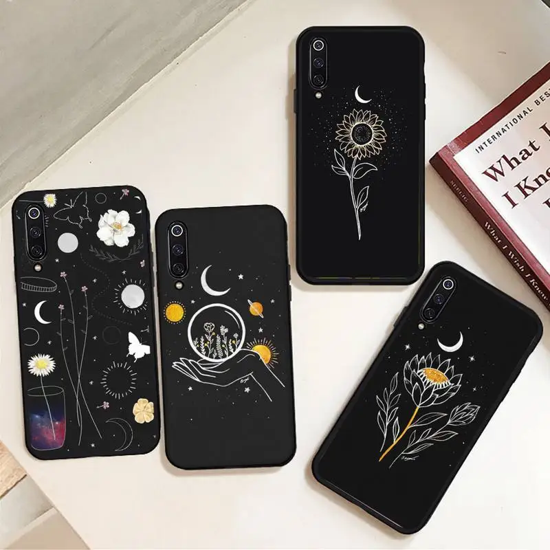 

Moon art painting flower Phone Case For Xiaomi Redmi note 7 8 9 11 t s 10 A pro lite funda shell coque cover