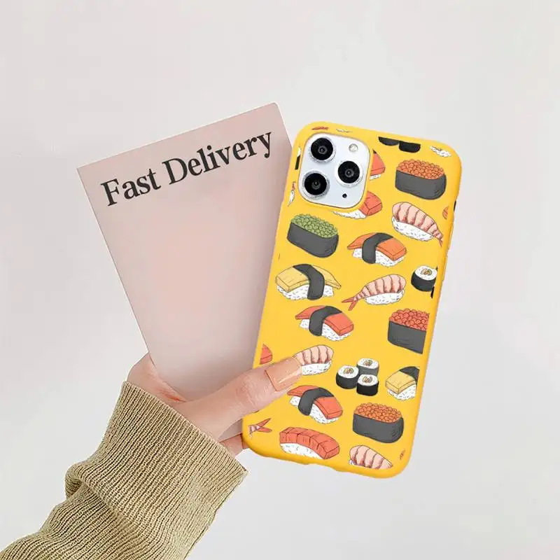 

Sushi Japanese food Phone Case Candy Color for iPhone 6 7 8 11 12 s mini pro X XS XR MAX Plus