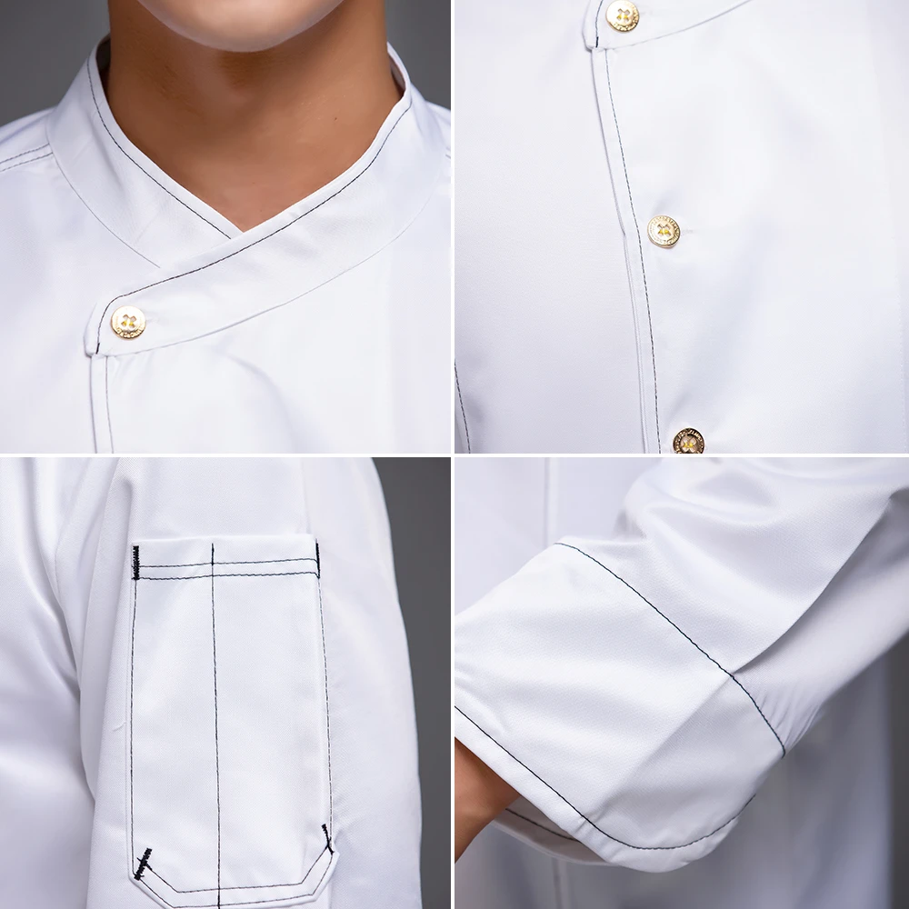 Высокое качество куртка шеф-повара питание кухонный официант Униформа рубашки