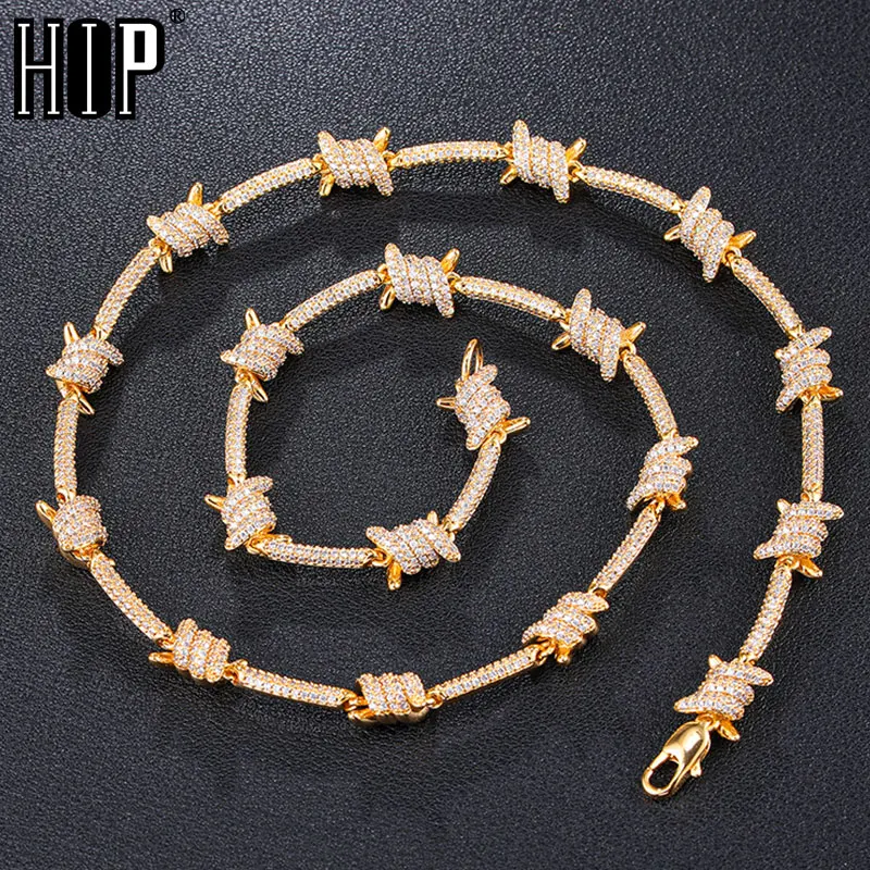 Хип хоп 8 мм Iced Out Bling CZ Rock Thorns кубинское звено кубического циркония цепи ожерелье