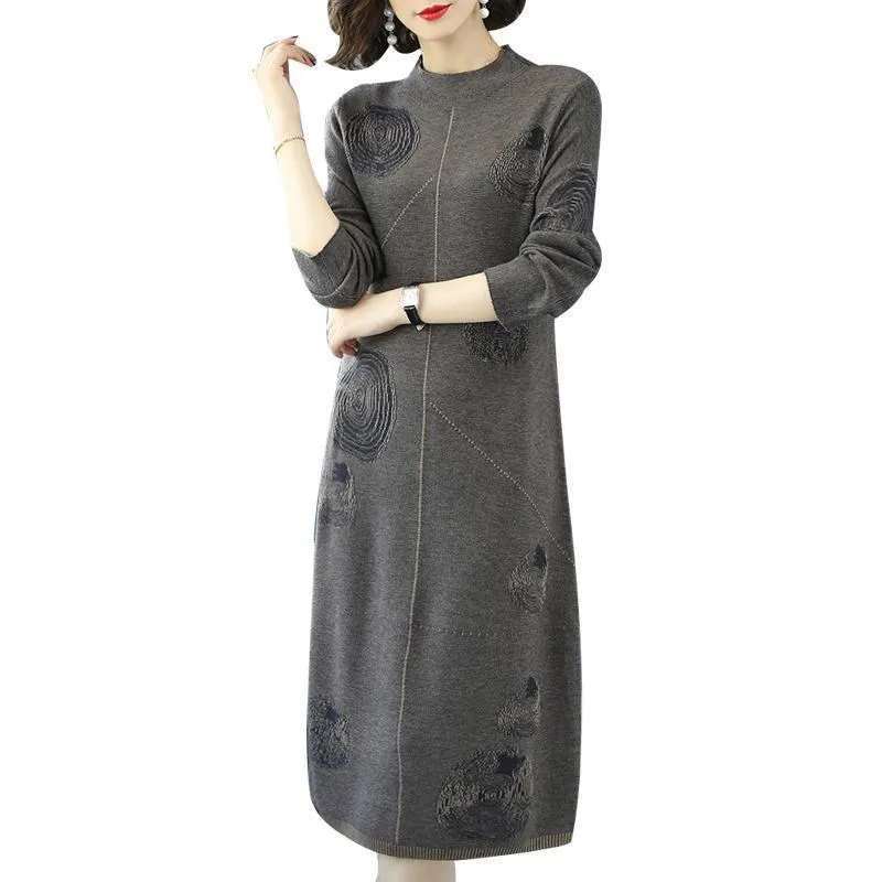 

Dress Women 2021 New Ladies Sweater Dress Autumn Winter Knit Sweater Mid-Long Skirt women over-the-knee Pullover Base Dresses