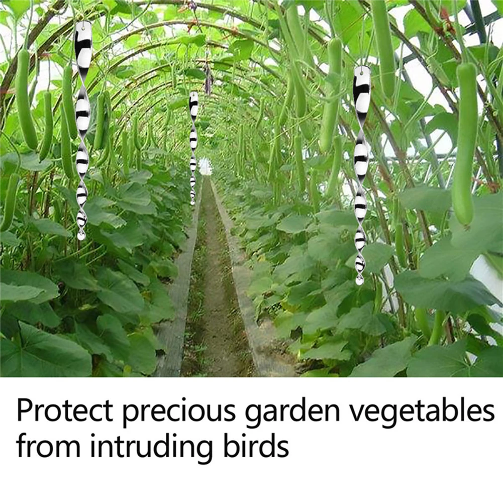 

12pcs Bird Repeller Rotating Rod Reflective Wind Spiral Deterrent Control Device Agricultural Scare Bird Garden Ornaments Decor