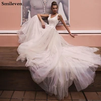 smileven princes wedding dresses sexy v neck boho lace bride dresses robe de mariee wedding gowns