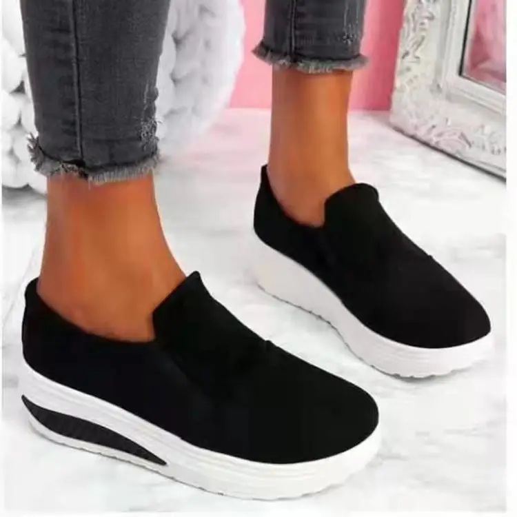 

2021 Hot New Autumn Low Casual Black Women Sneakers Leisure Platform Shoes Breathable Height Increasing Shoes