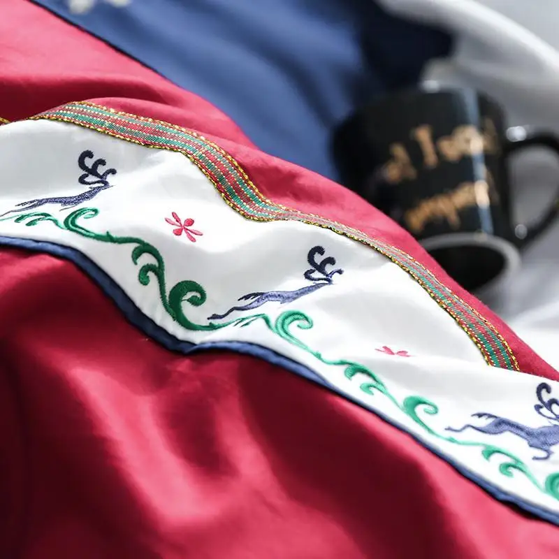 

42 4/7-Pcs Egyptian cotton Bedding Set Queen King Size Christmas Bed Set Embroidery Duvet Cover Bed Sheet Bed Linen