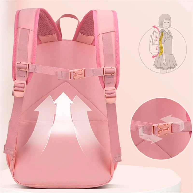 Primary School Bags for Girls Orthopedic Backpack Fashion Waterproof Light Weight Bookbags Kids Girl School Backpack Bag Pink