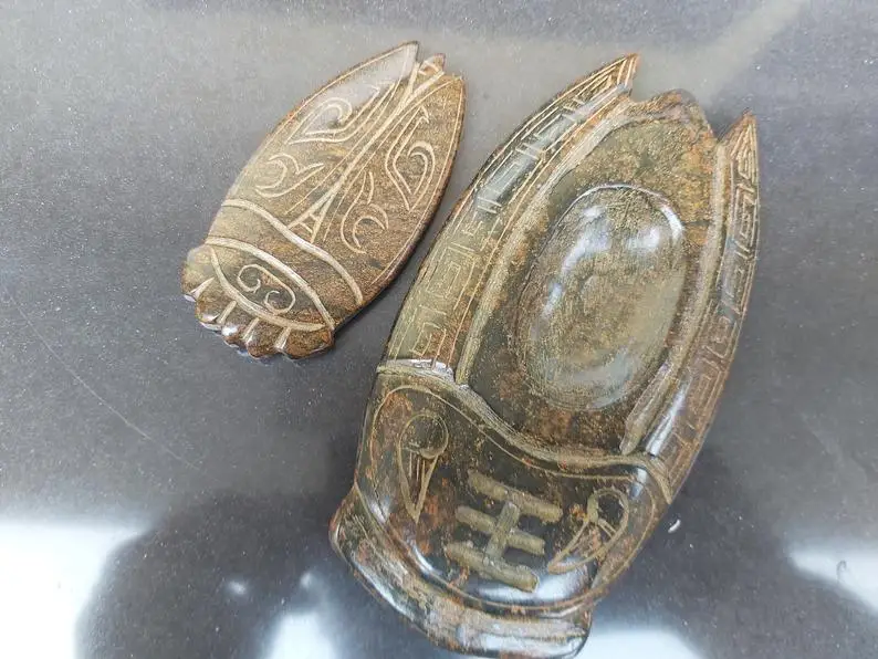 Античная Подвеска метеорит Цикада inkstone Золотой Магнитный нефрит Hongshan Culture | Дом и