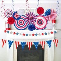 independence day patriotic 4th of july decor american flag pennant pom poms