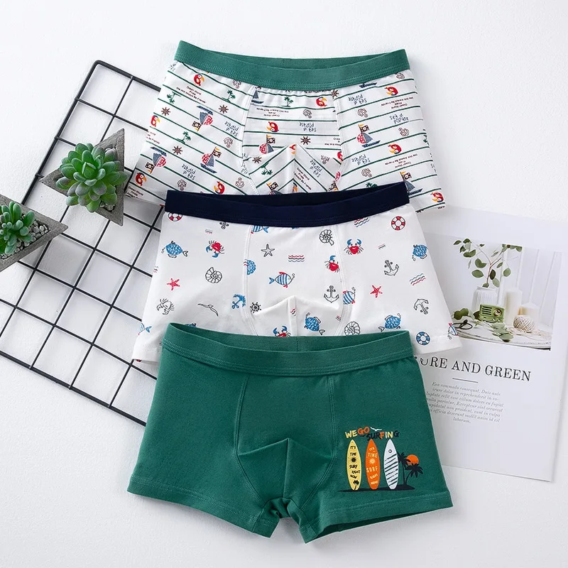 

3 Pcs/lot Boys Underwear Clothes Cartoon Pattern For 2-10Years Old Kids Boxer Briefs Soft Teenager Shorts Panties Shorts