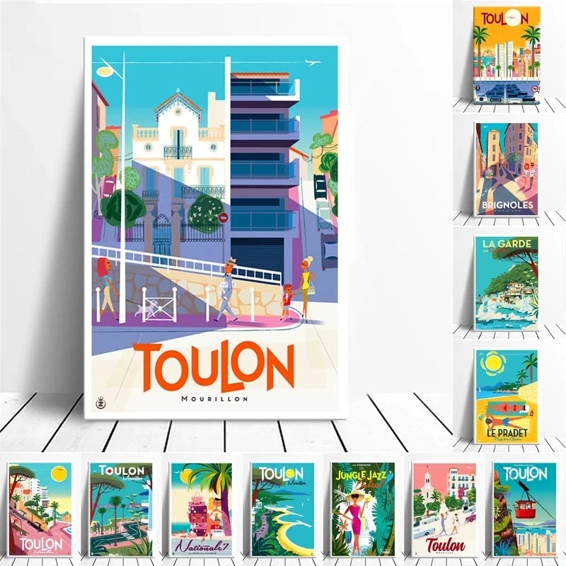 

Cartoon Street Building Canvas Painting Nordic Style Posters and Prints Wall Art for Living Room Decor No Frame Scenery Picture