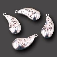 10pcs silver plated eggplant shaped demon eyes pendants hip hop earrings bracelet accessories diy charms jewelry crafts making