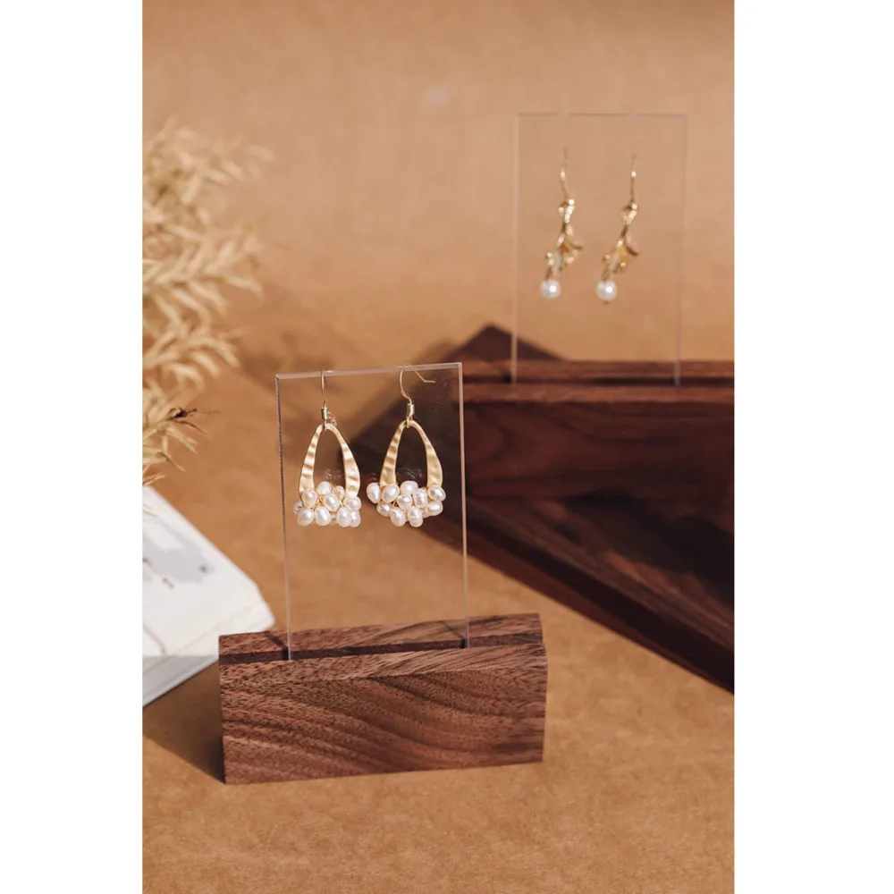 Wood Ring Display Stand Jewelry Storage Tray Ear Stud Nails Earrings Holder Photo Clip Earring | Дом и сад