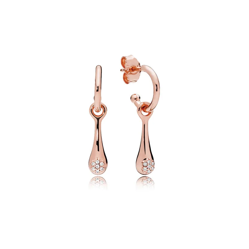 

4 Style Silver With Rose Gold Gold Color Drop Shape Feathers Crystal Studs Earrings For Women Fine Jewelry