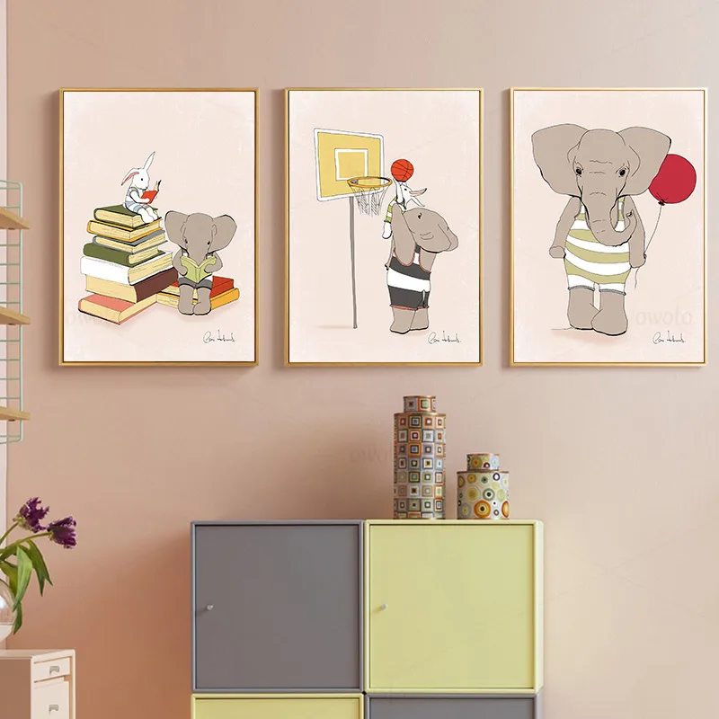 Постеры и принты маленького слона кролика детская Настенная картина искусство