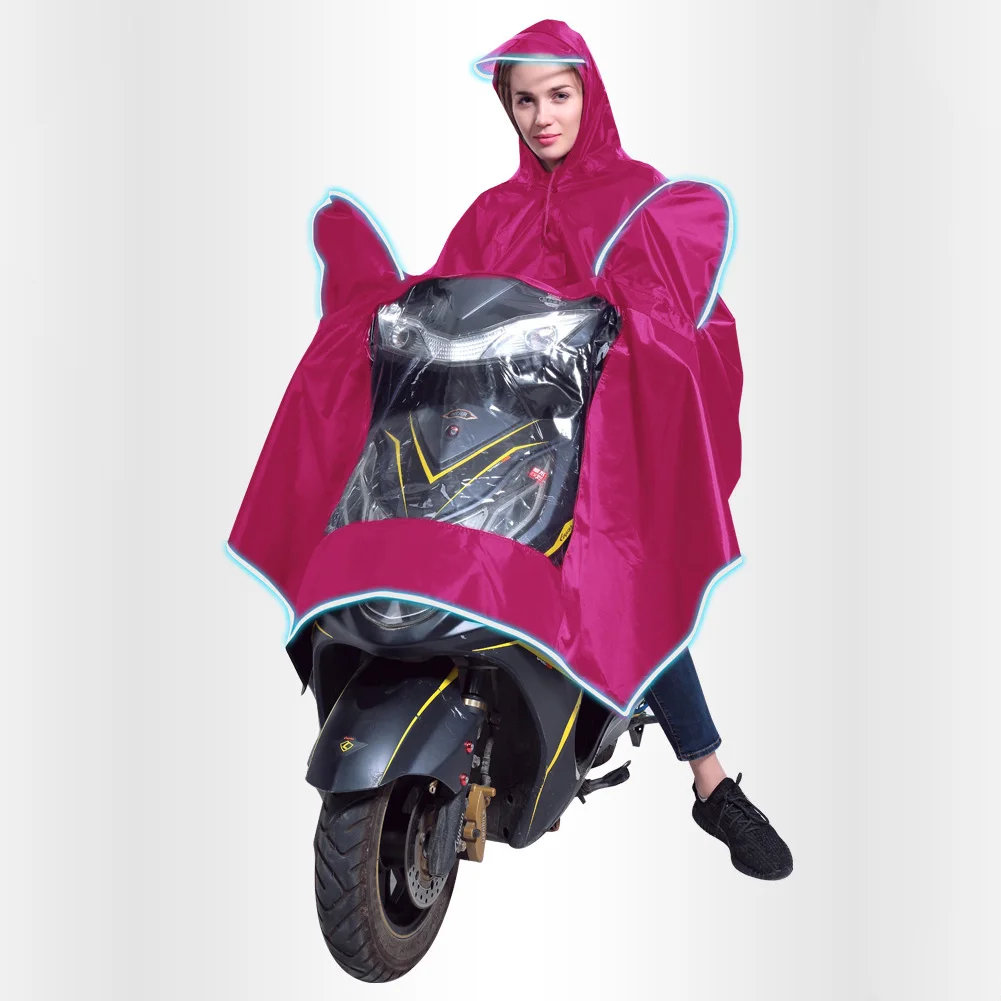 

Poncho Motorcycle Accessories PVC Safe Riding Universal Rain Cape Waterpoof Wide Hat Brim With Reflective Strip