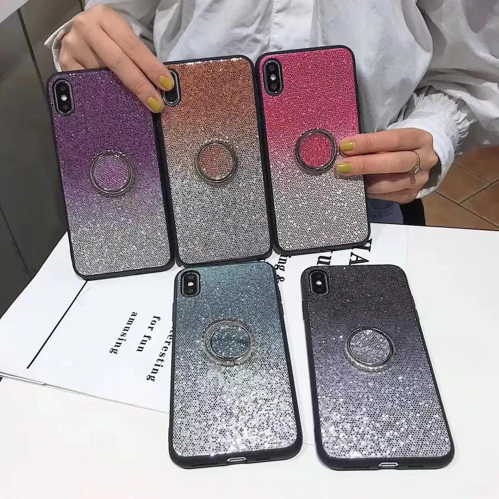 С сияющими блестками и пайетками стенд для колец на палец samsung Galaxy S10e S8 S9 Note 9