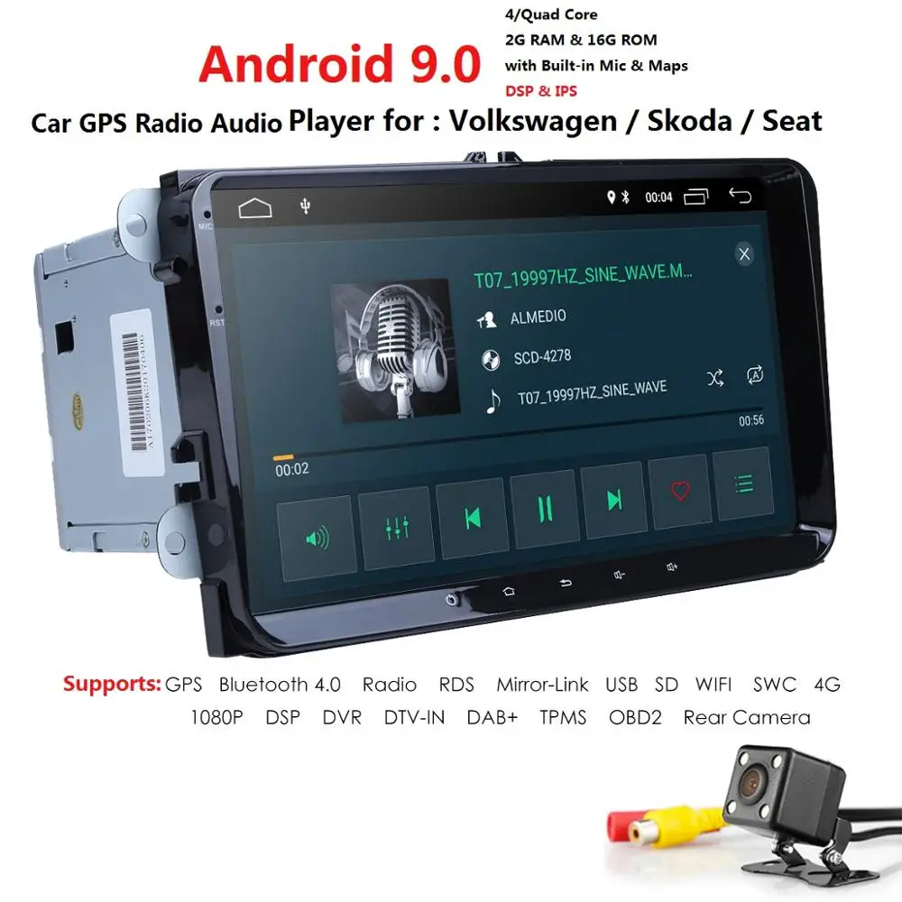 4GWIFI 2G + 16G IPS DSP Android 9 0 автомобильный NODVD плеер для Skoda Octavia Fabia Rapid Yeti Superb V W passat golf 4 5 polo