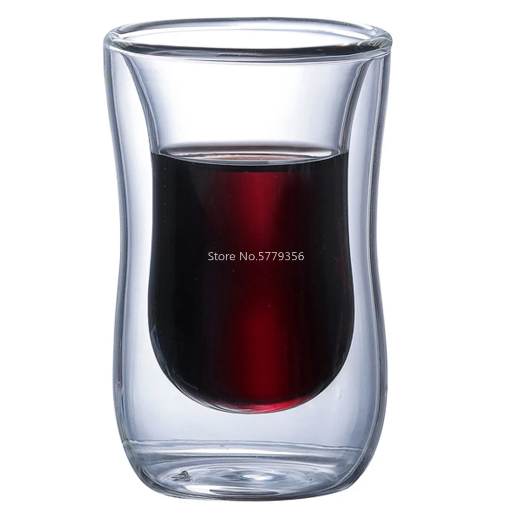 Прозрачная стеклянная чашка с ручкой 80 мл двойными стенками для молока чая сока