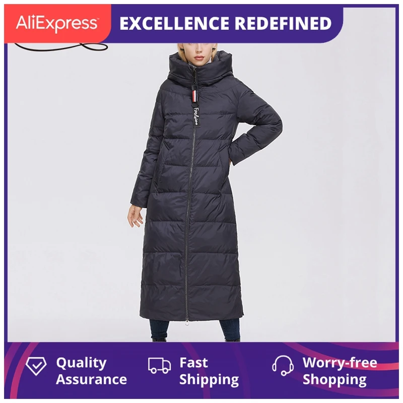 

2021 Winter Women Outwear Parka Super Long Warm And Windproof Zipper Cotton Coat Winter Jackets Manteau Femme D21679