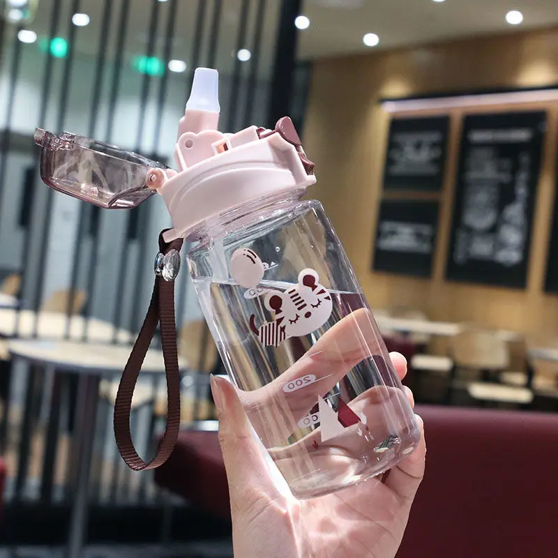 

Cartoon lifting rope scale straw cup male with scale female students children's anti falling plastic cup kindergarten baby water