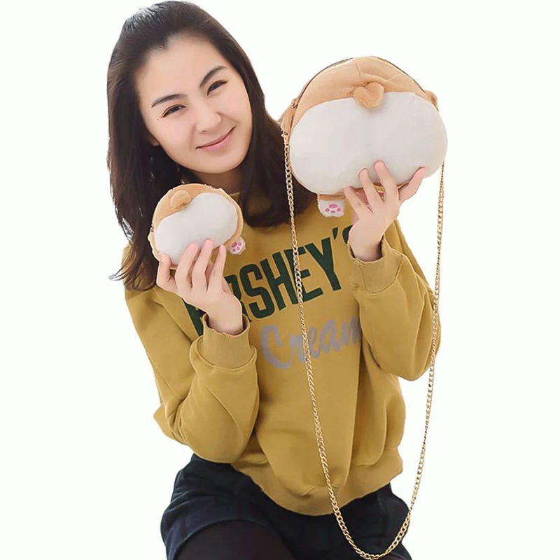 Симпатичная плюшевая сумка для женщин Дамский кошелек через плечо с хвостом