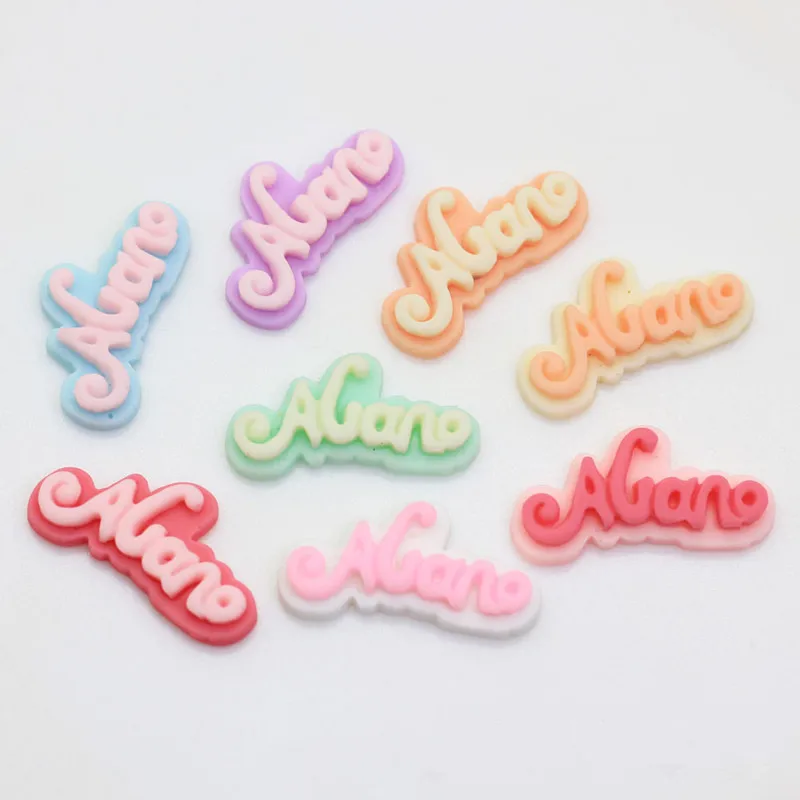 

10Pcs/lot Kawaii Letters Flatback Resin Cabochon Planar Kids Hair Bows Accessories DIY Handmade Craft Scrapbooking Deco 33*17mm