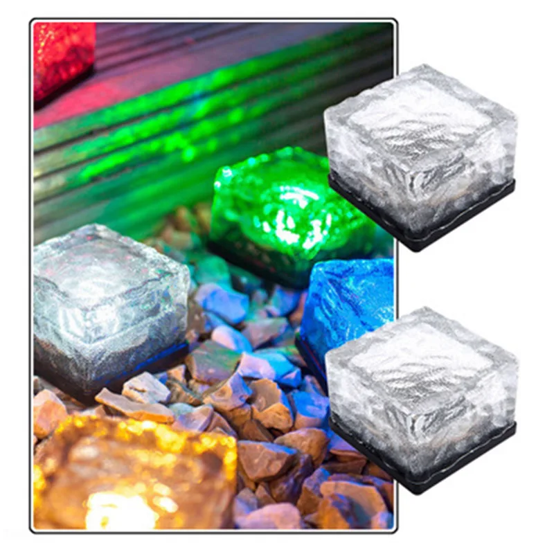 Стеклянный камень на солнечных батареях Хрустальный Кирпич светодиодный ночник