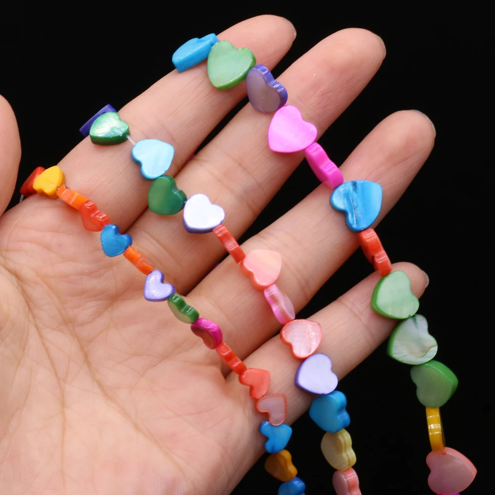 

8/10/12mm Natural Heart Shell Beads Colorful Mother of Pearl Shell Loose Beads for Making DIY Necklace Bracelet Jewelry Findings