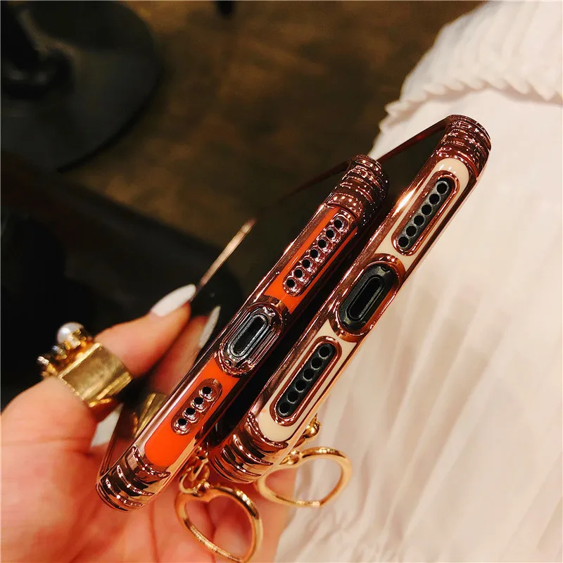 

New electroplating love gemstone wristband mobile phone case iPhone11 pro/XS/XR/7/6plus gemstone wristband trendy soft shell