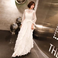 lamya lace long sleeve simple bridal gown real photo factory price fairyparty dress 2020 real photo simple satin wedding dress