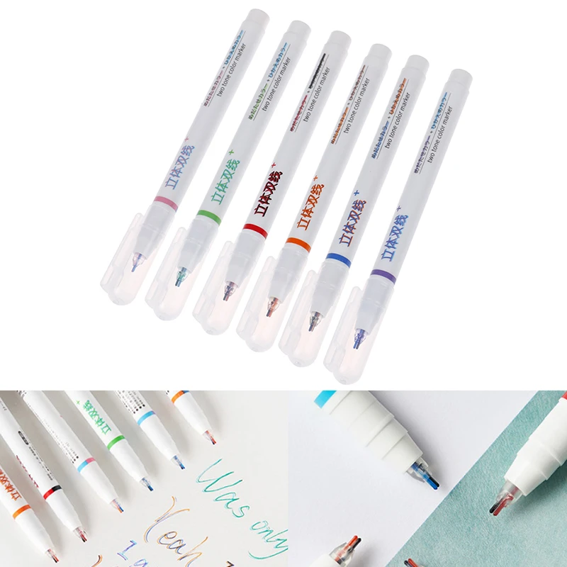 

Гелевая ручка с 6 звеньями, креативная двухцветная ручка с рисунком граффити, маркер для чтения учеников, дневник «сделай сам», принадлежнос...