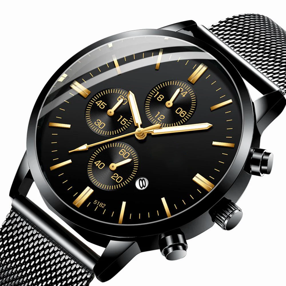

Мужские часы 2020 Топ бренд класса люкс ультра тонкий стальной сетки черный простой кварцевые наручные часы Дата Часы Украшение бизнес мА