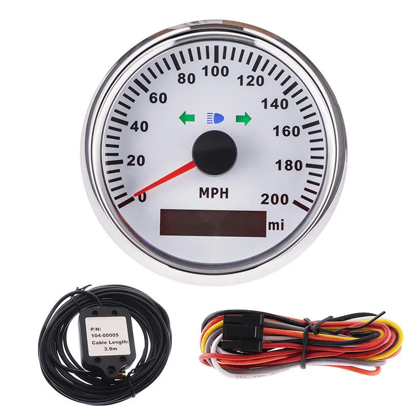 

85mm GPS Speedometer 200 MPH High Beam Lamps Speed Gauge With Left Right Turning Light For Car Truck Motorcycle Marine Vehicle